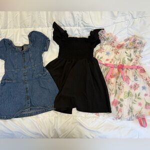 Rare Editions Kids Dress Trio - Denim, Black, Floral